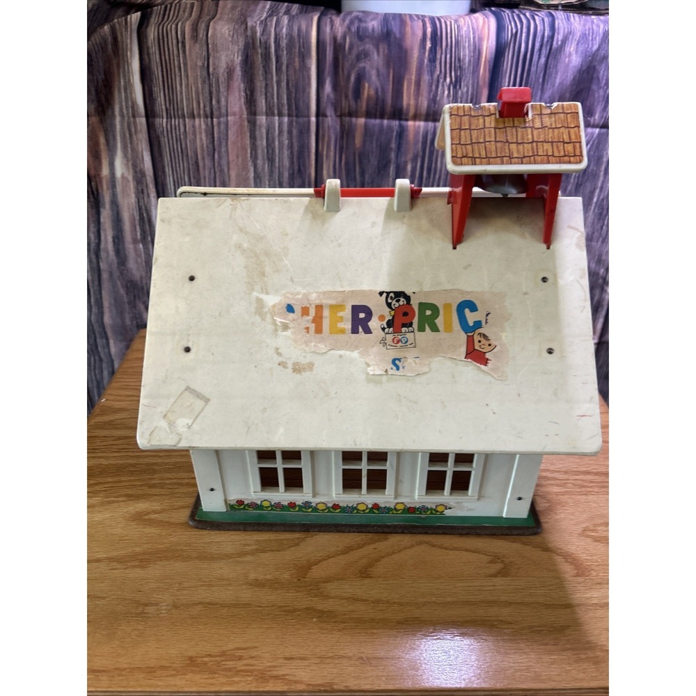 Vintage Fisher Price Little People #923 Play Family School House 1970s With Bell - Picture 2 of 7